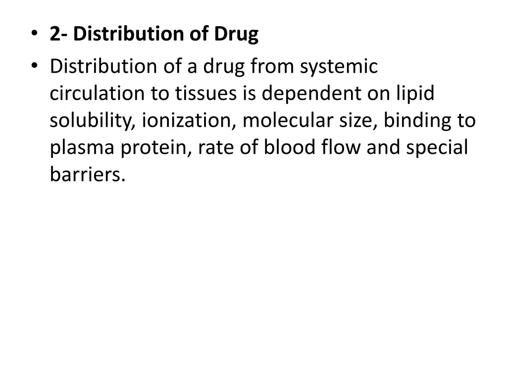 2 distribution of drug distribution of a drug