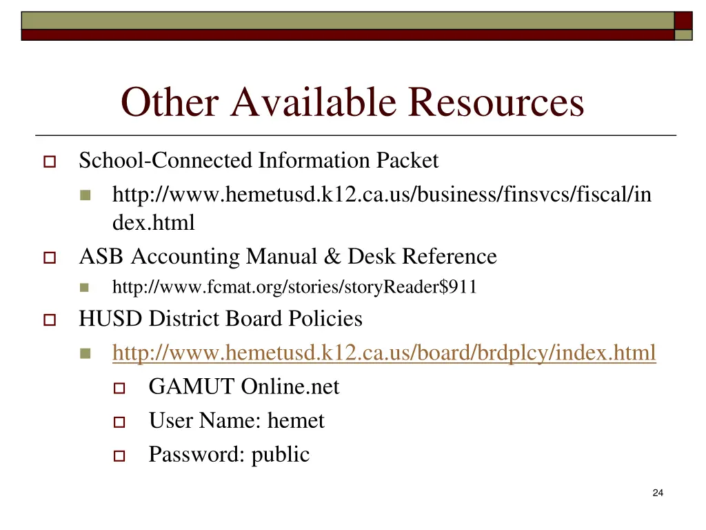 other available resources