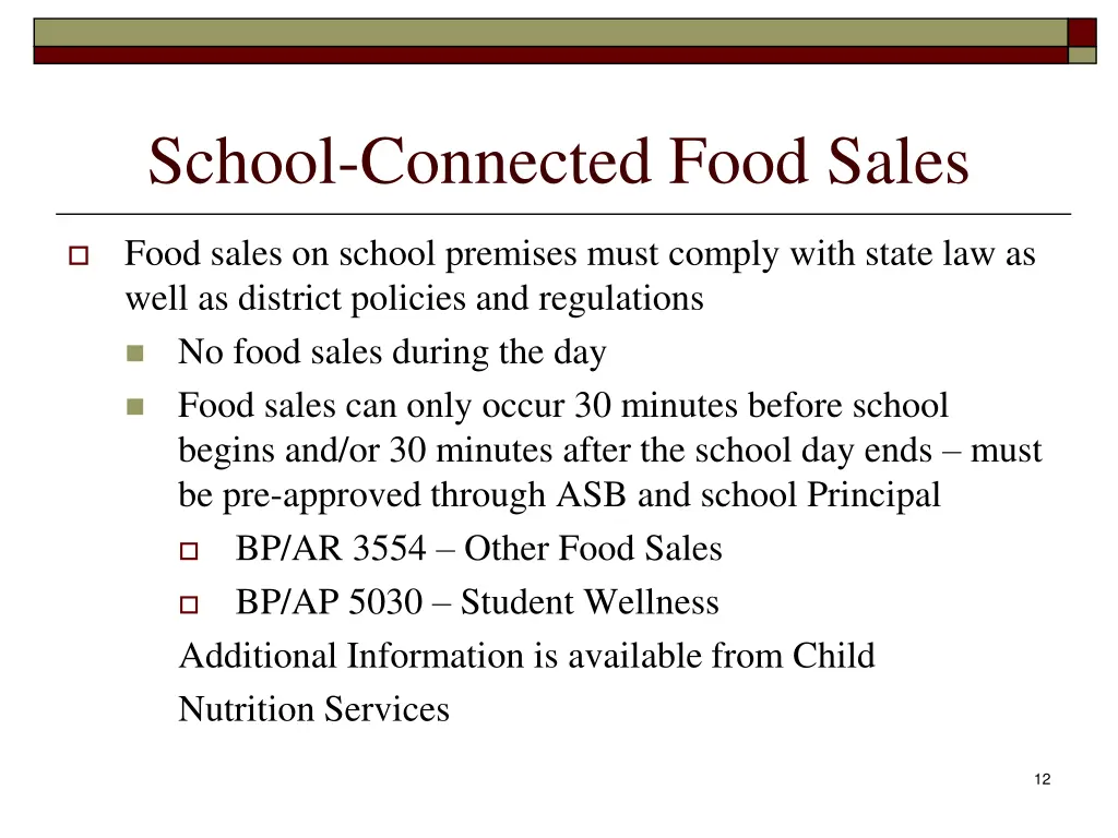 school connected food sales
