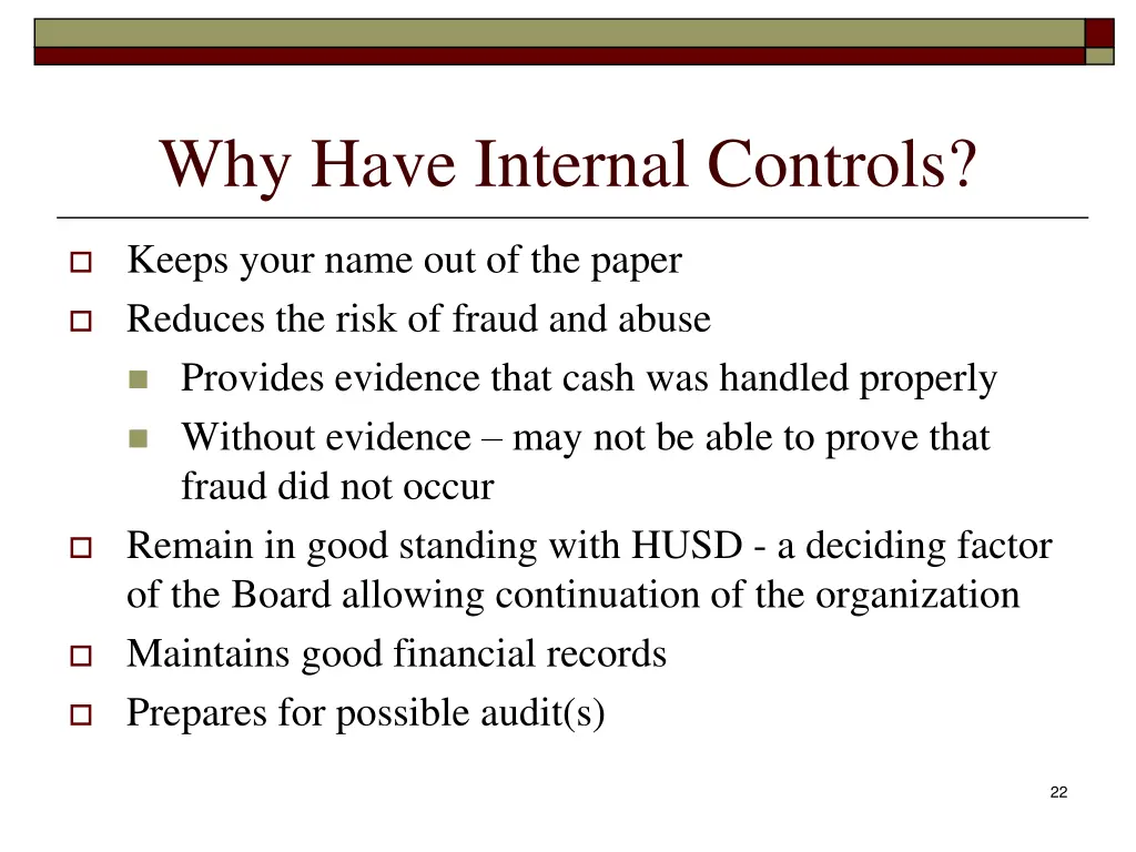 why have internal controls
