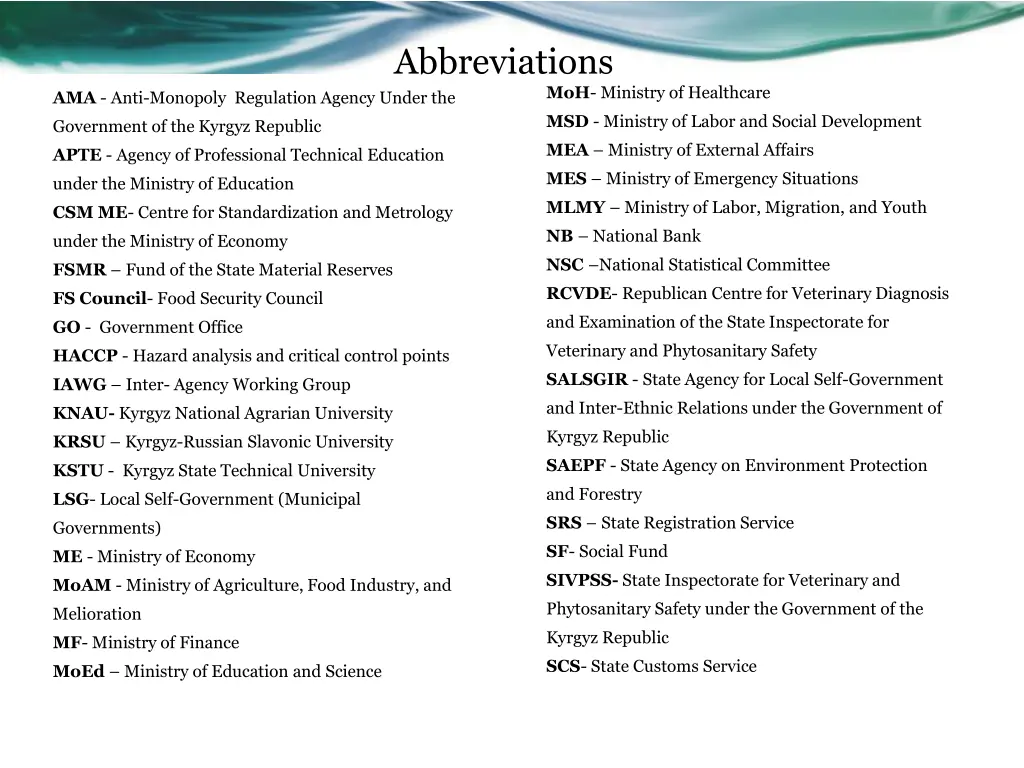 abbreviations