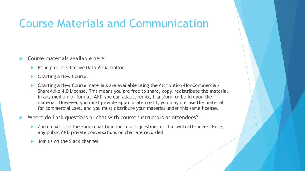 course materials and communication
