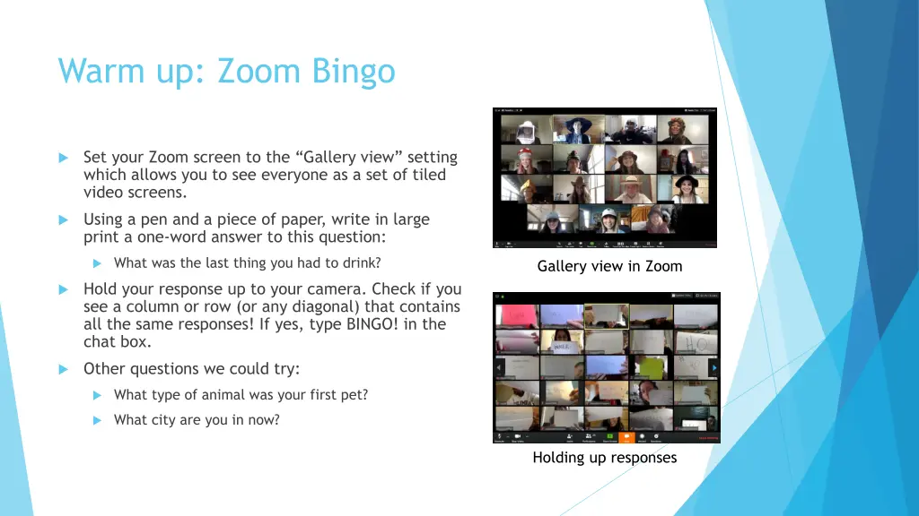 warm up zoom bingo