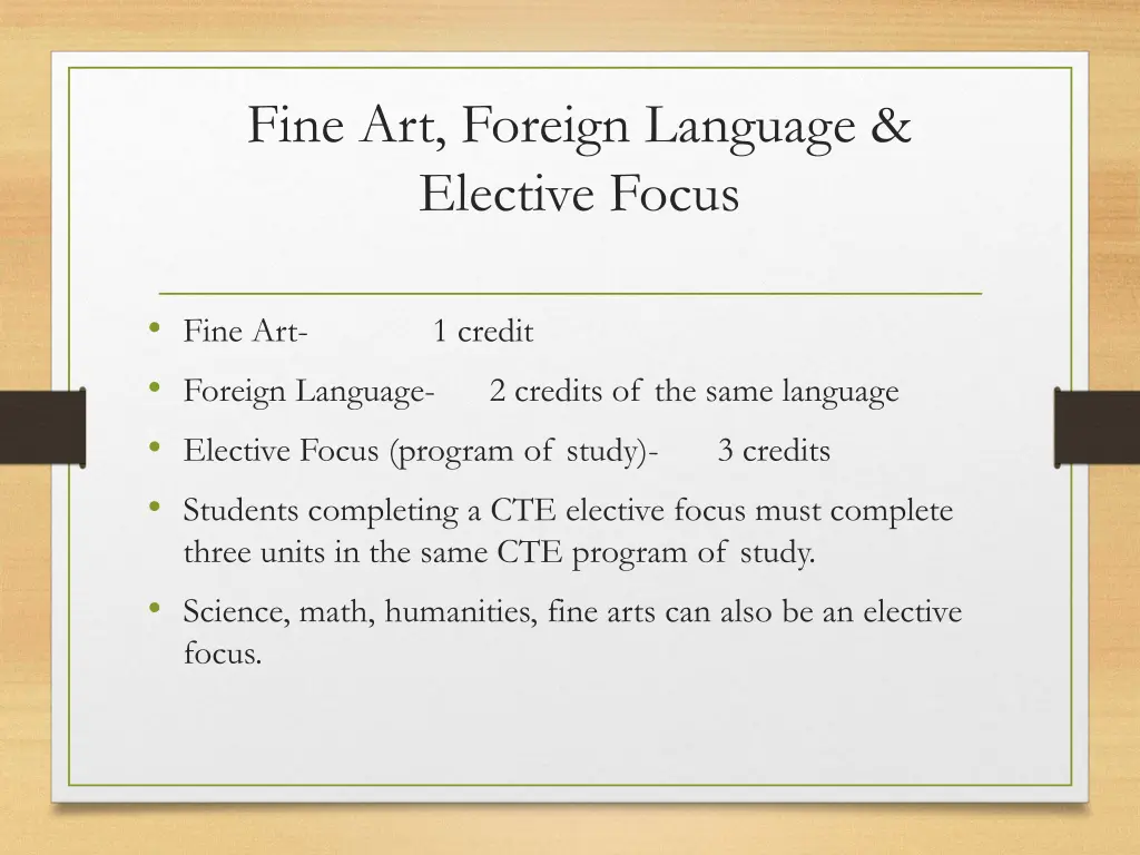 fine art foreign language elective focus