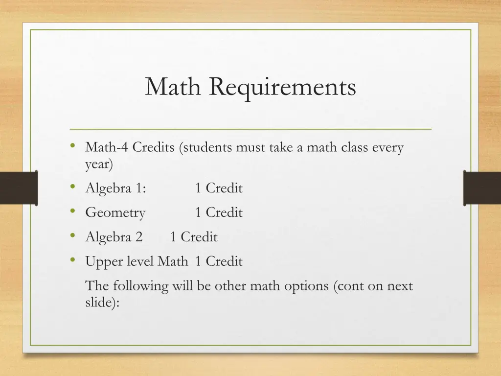 math requirements