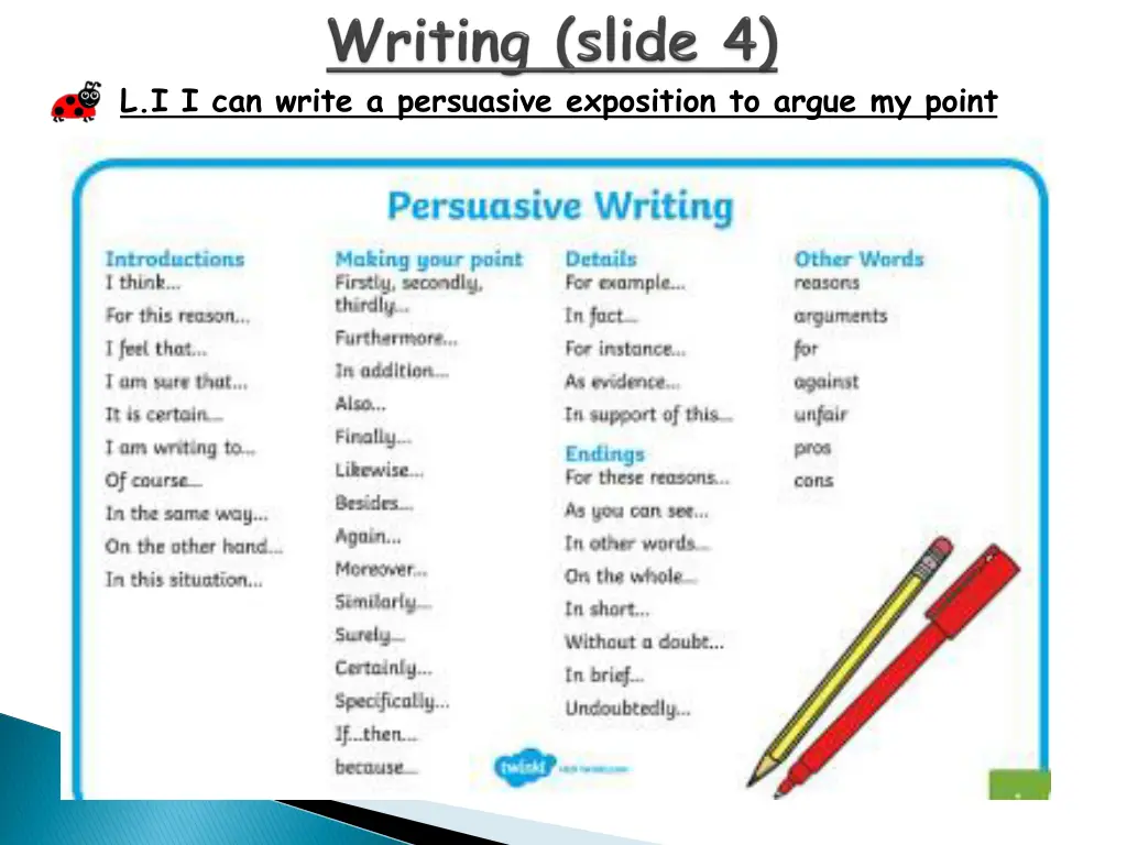 l i i can write a persuasive exposition to argue 3