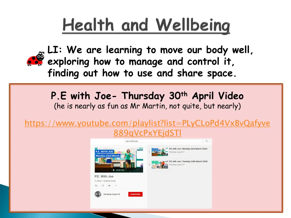 li we are learning to move our body well