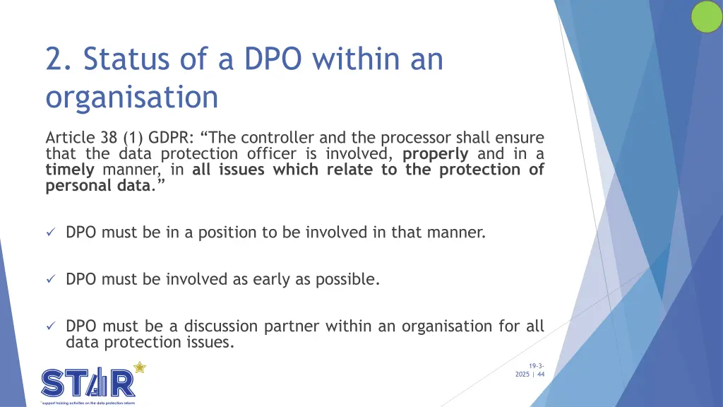2 status of a dpo within an organisation