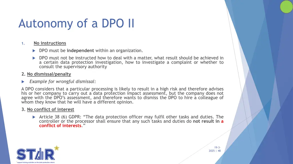 autonomy of a dpo ii
