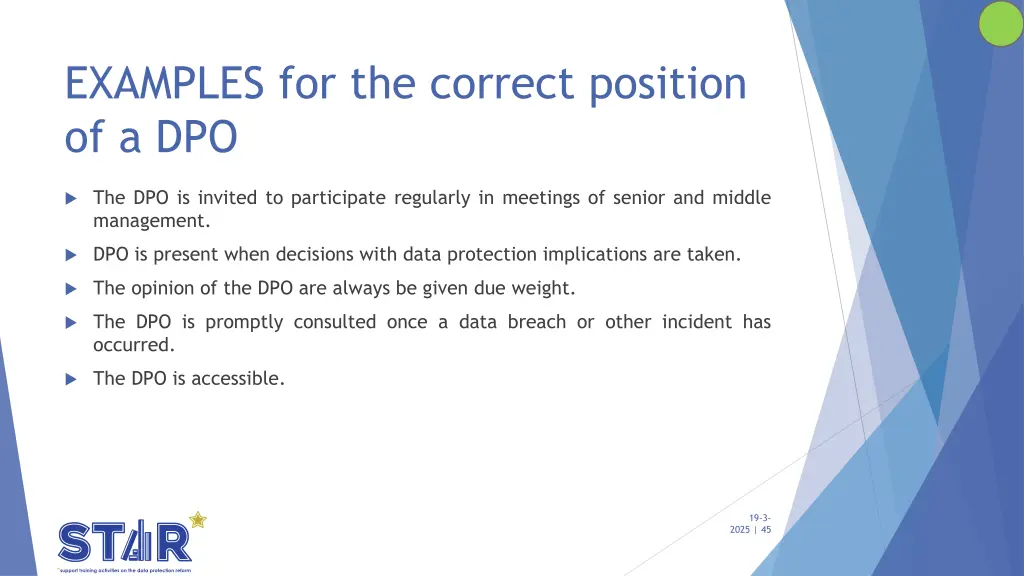 examples for the correct position of a dpo