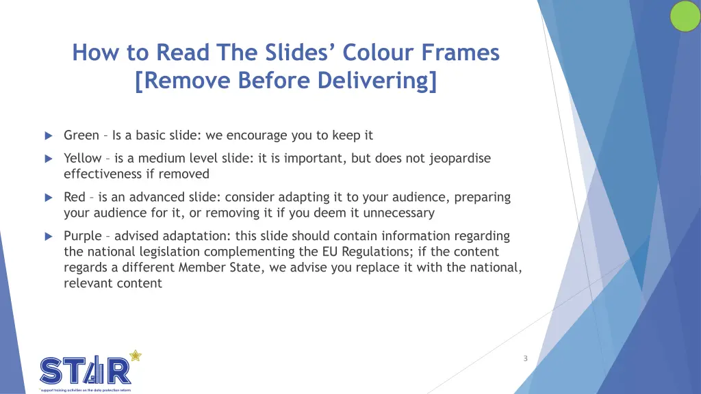 how t o read the slides colour frames remove