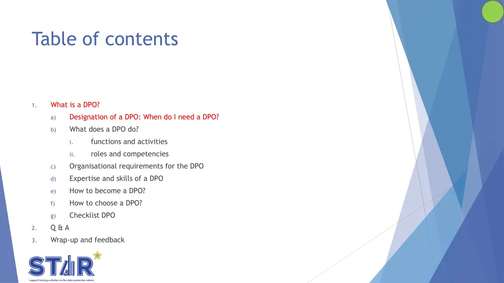 table of contents 1