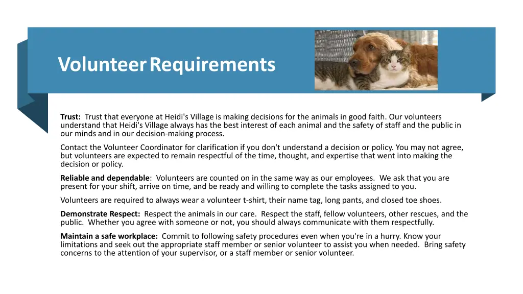volunteer requirements