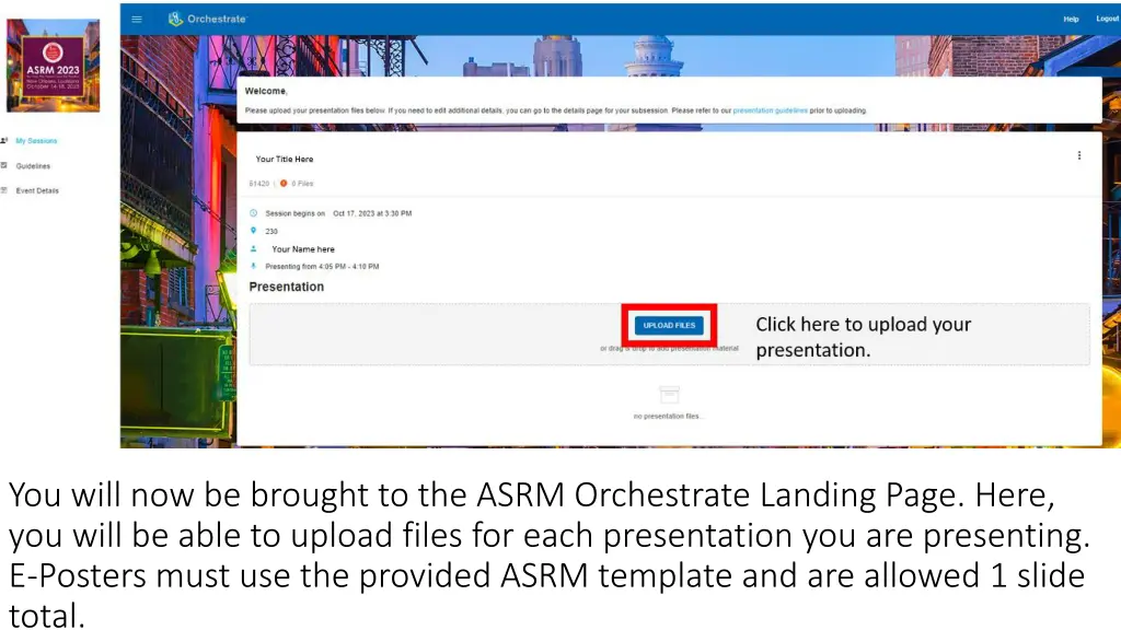 you will now be brought to the asrm orchestrate