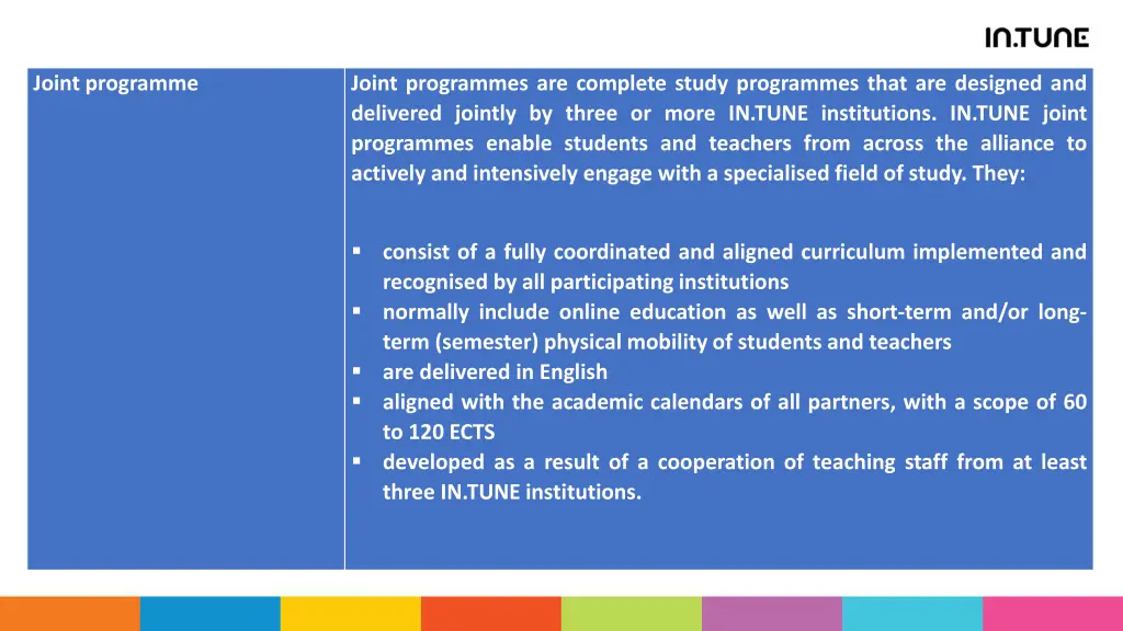joint programme