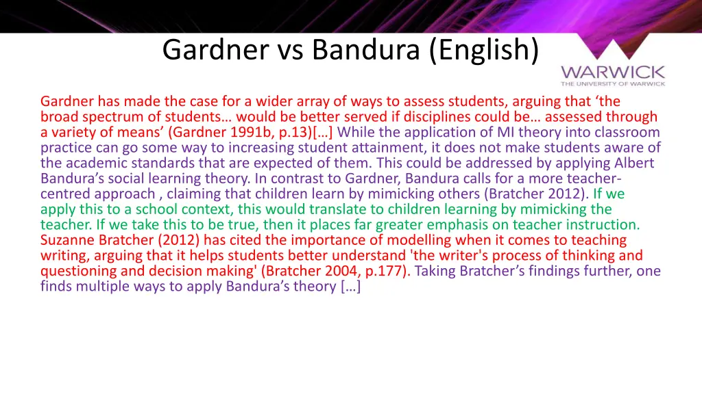 gardner vs bandura english