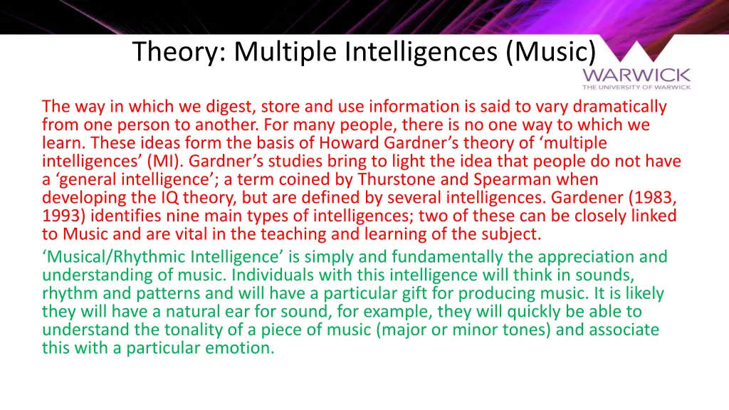 theory multiple intelligences music
