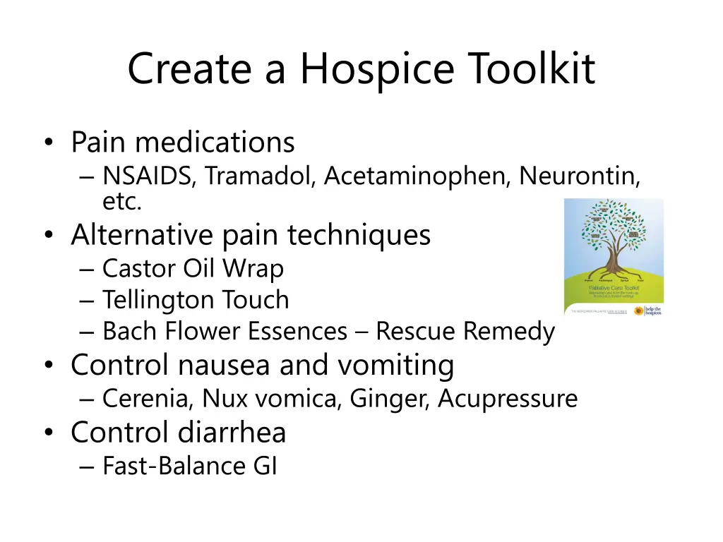 create a hospice toolkit