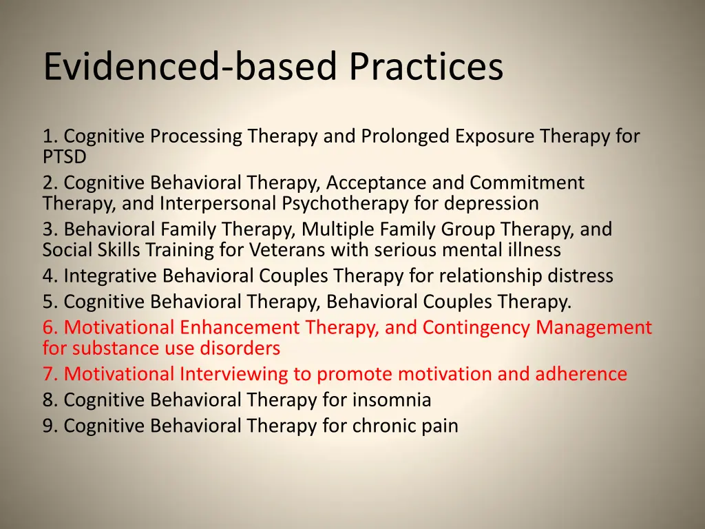 evidenced based practices