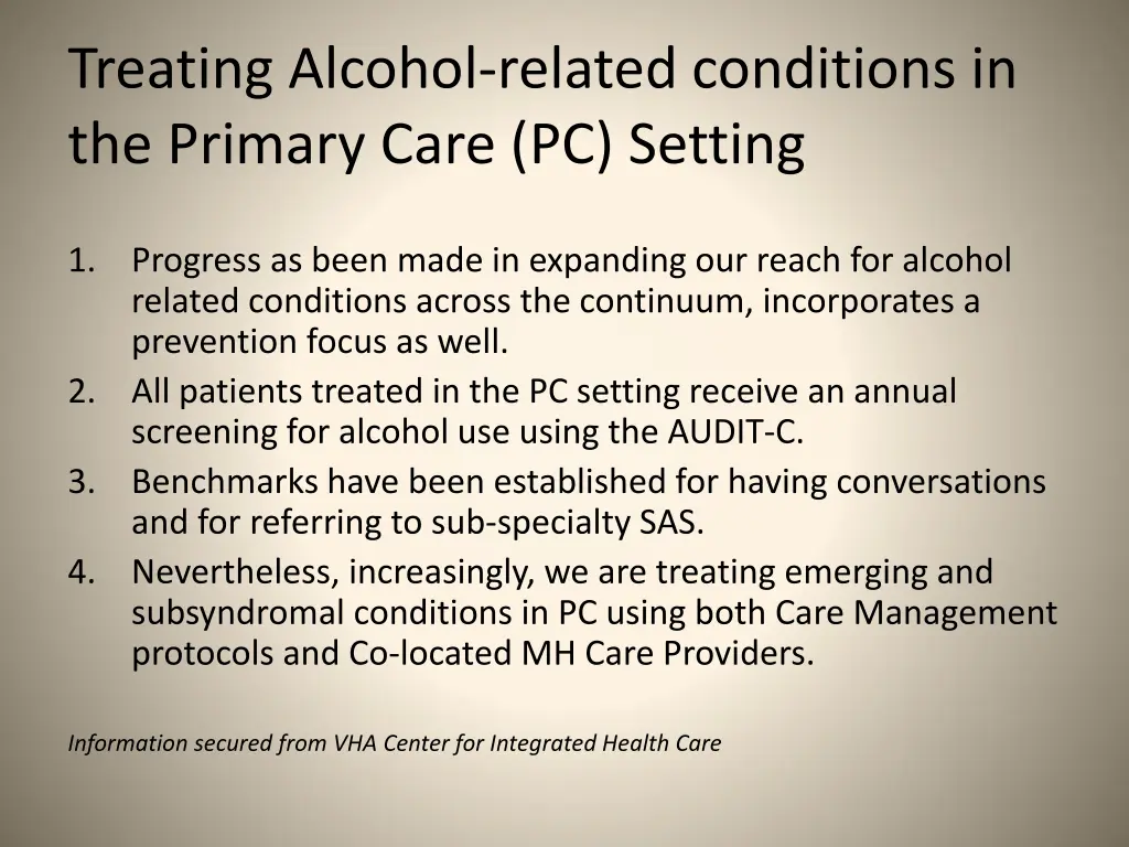 treating alcohol related conditions