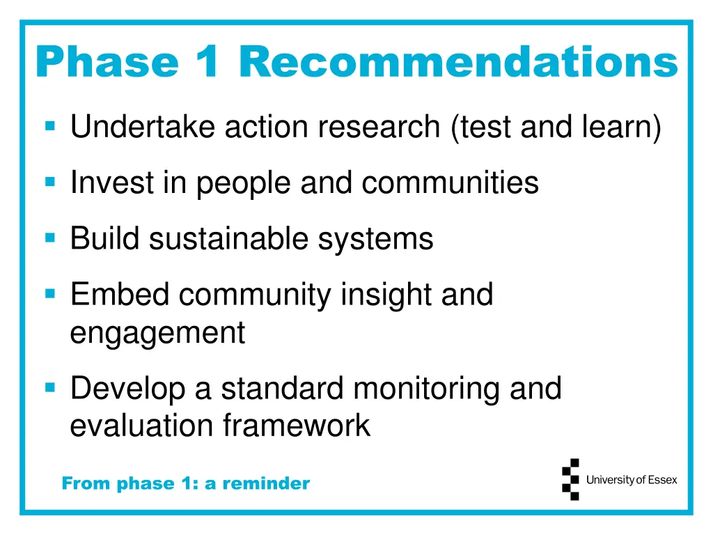 phase 1 recommendations