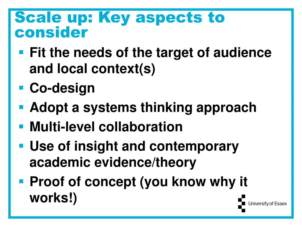 scale up key aspects to consider