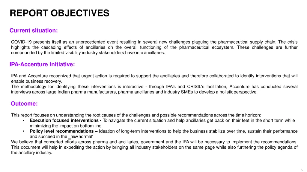 report objectives