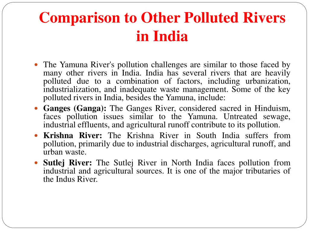 comparison to other polluted rivers in india