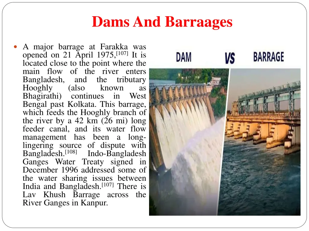 dams and barraages