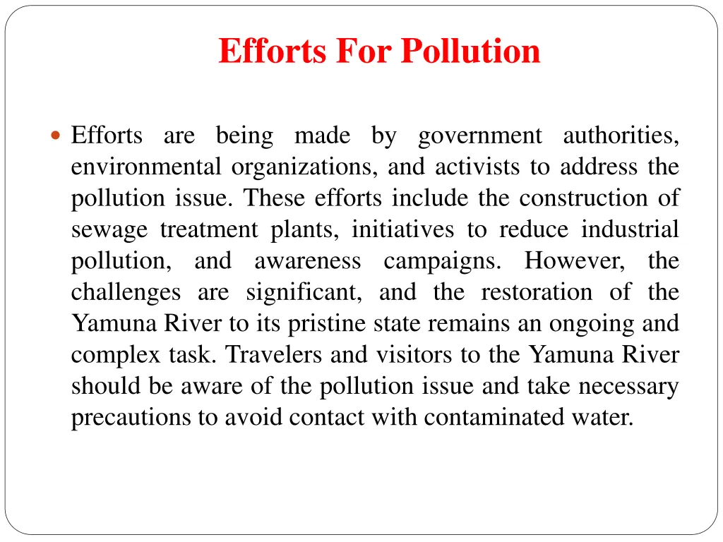 efforts for pollution