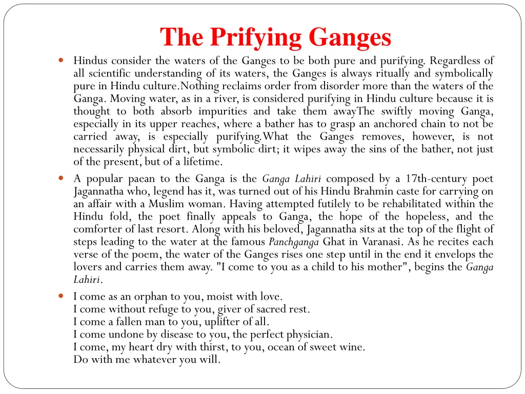 the prifying ganges hindus consider the waters