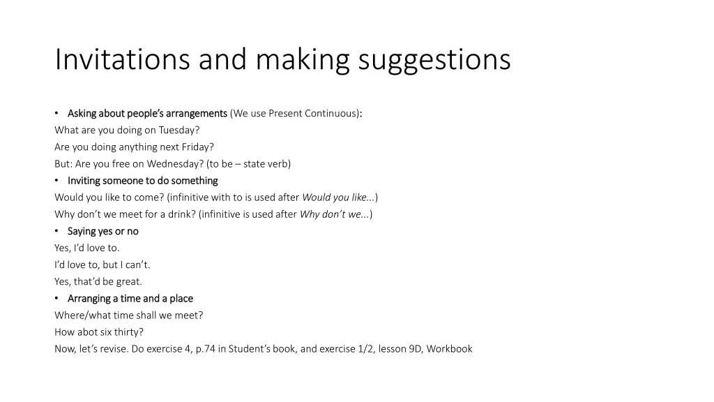 invitations and making suggestions