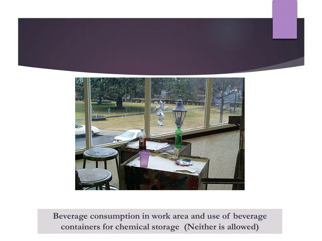 beverage consumption in work area
