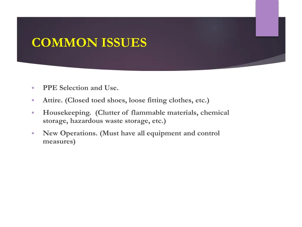 common issues 1