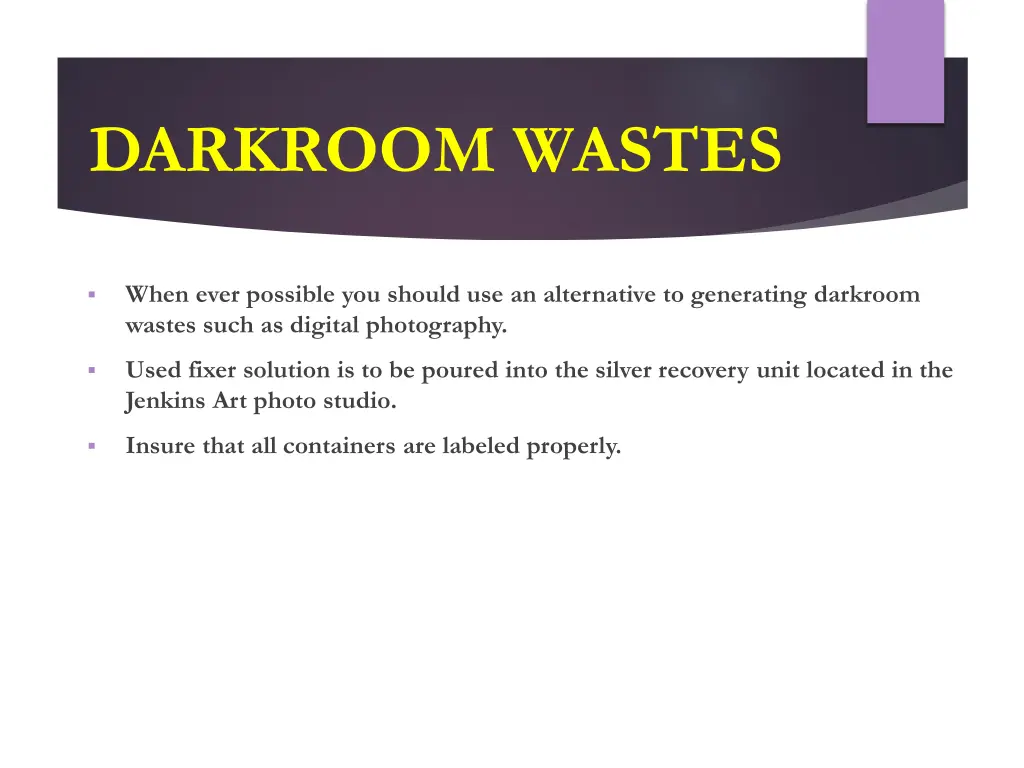 darkroom wastes