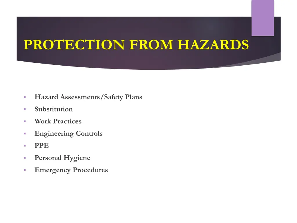 protection from hazards