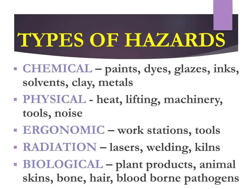 types of hazards