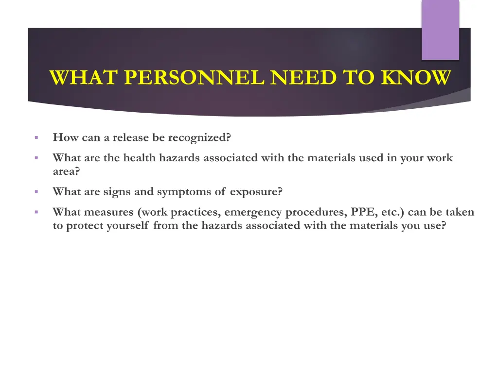 what personnel need to know 1