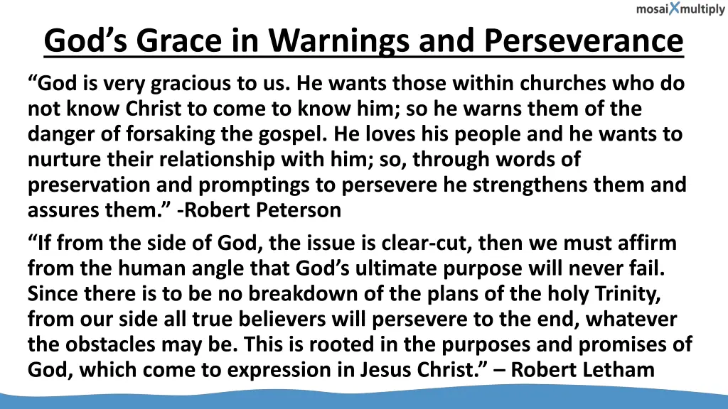 god s grace in warnings and perseverance