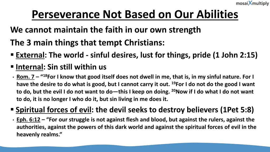 perseverance not based on our abilities