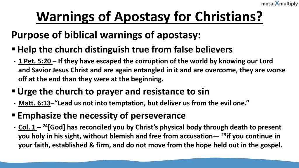 warnings of apostasy for christians
