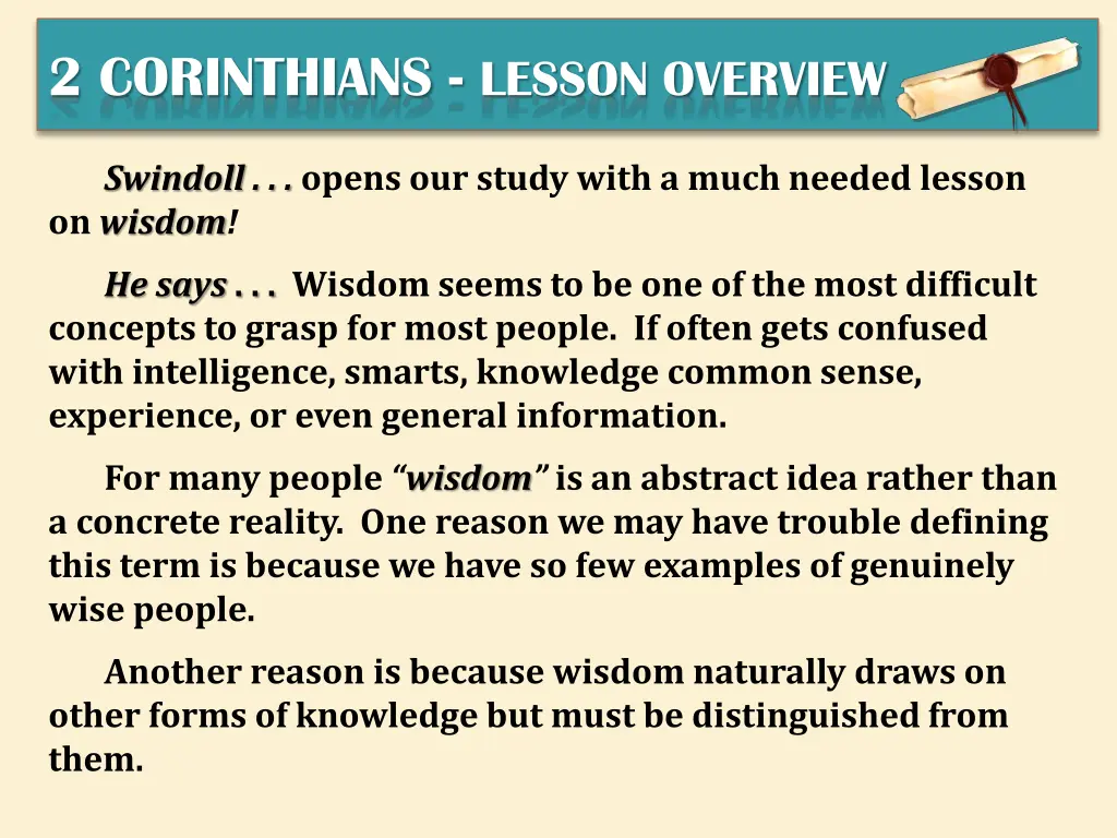 2 corinthians lesson overview