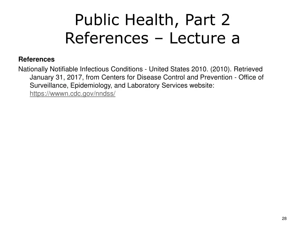 public health part 2 references lecture a