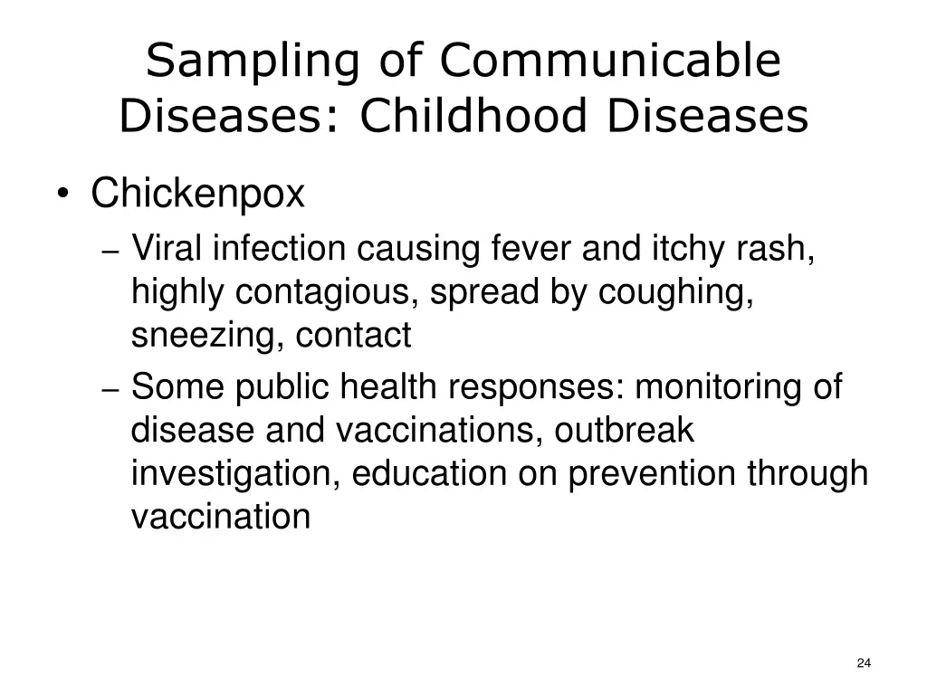 sampling of communicable diseases childhood