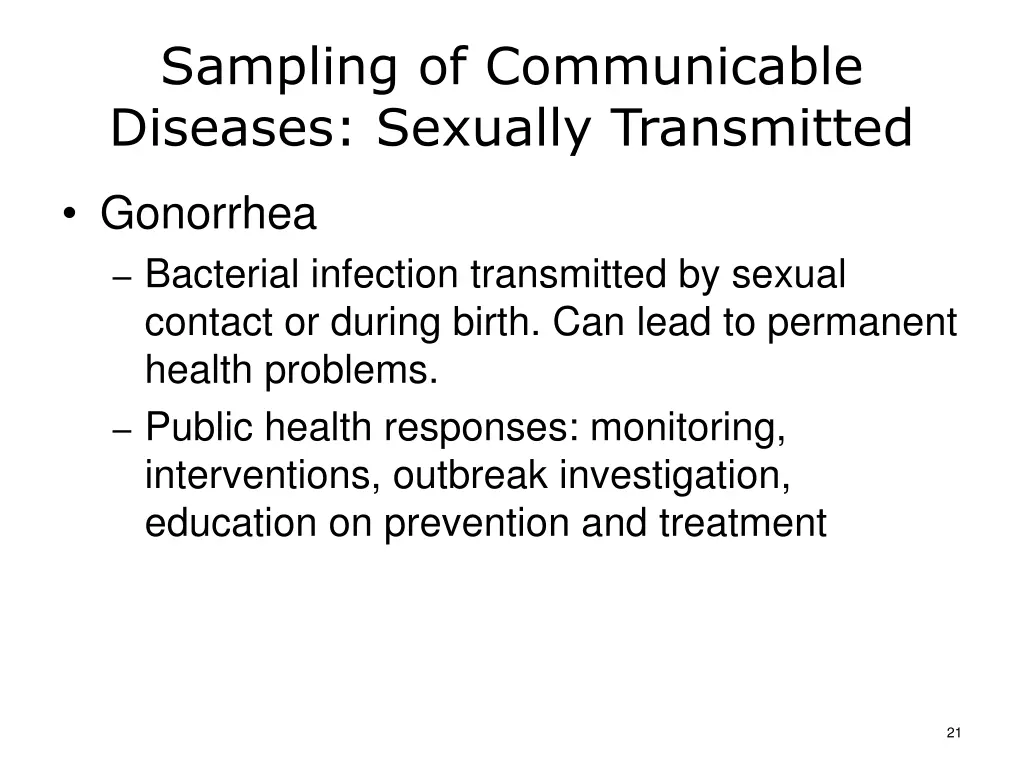 sampling of communicable diseases sexually