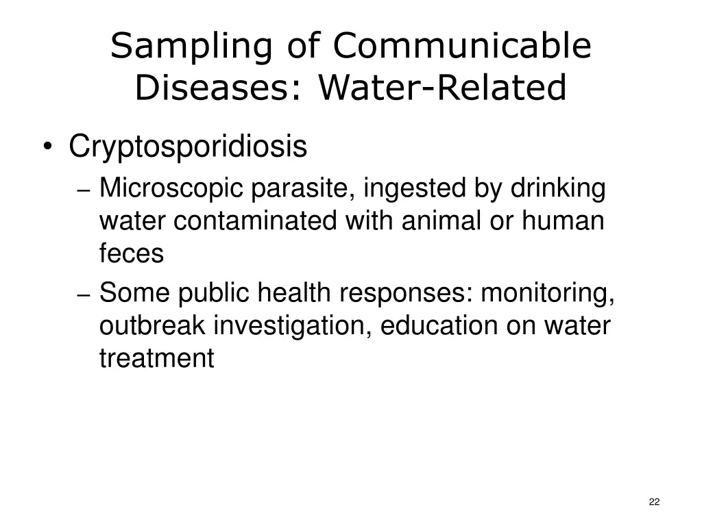 sampling of communicable diseases water related