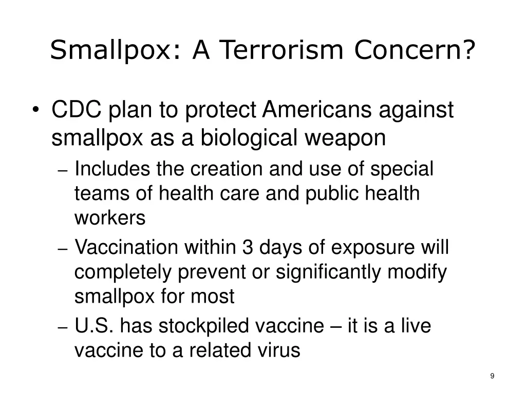 smallpox a terrorism concern