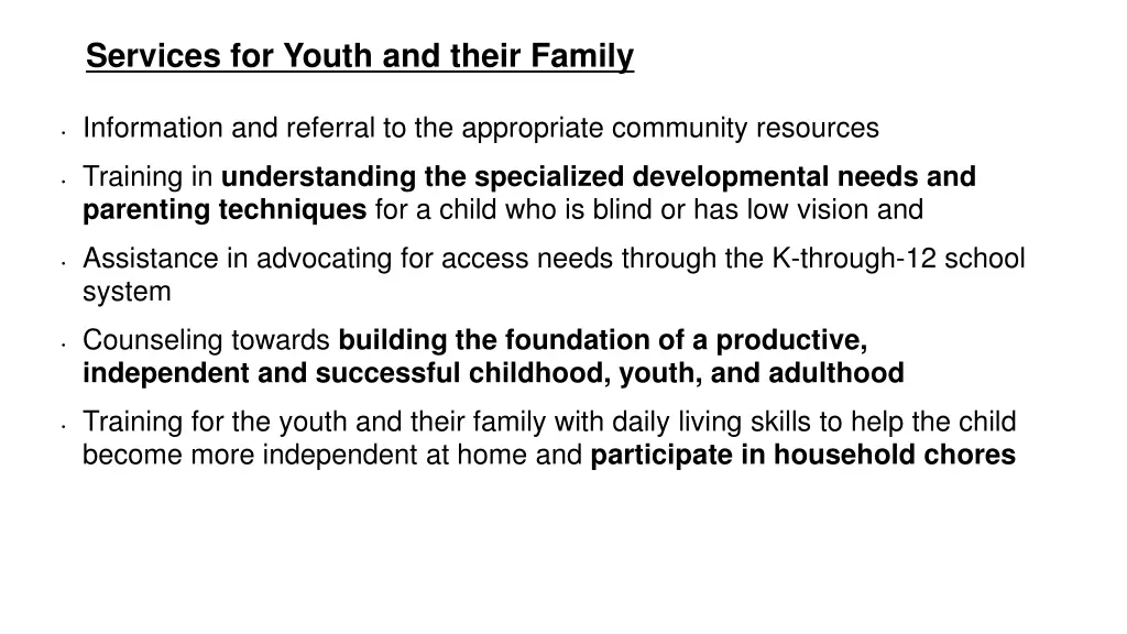 services for youth and their family
