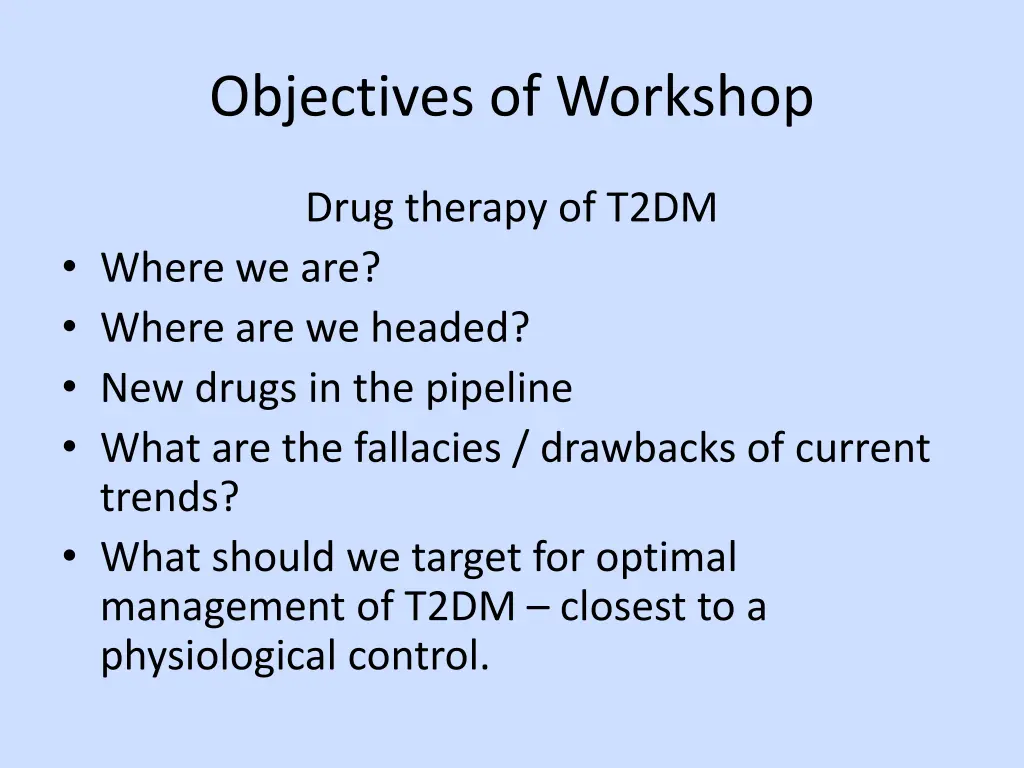 objectives of workshop