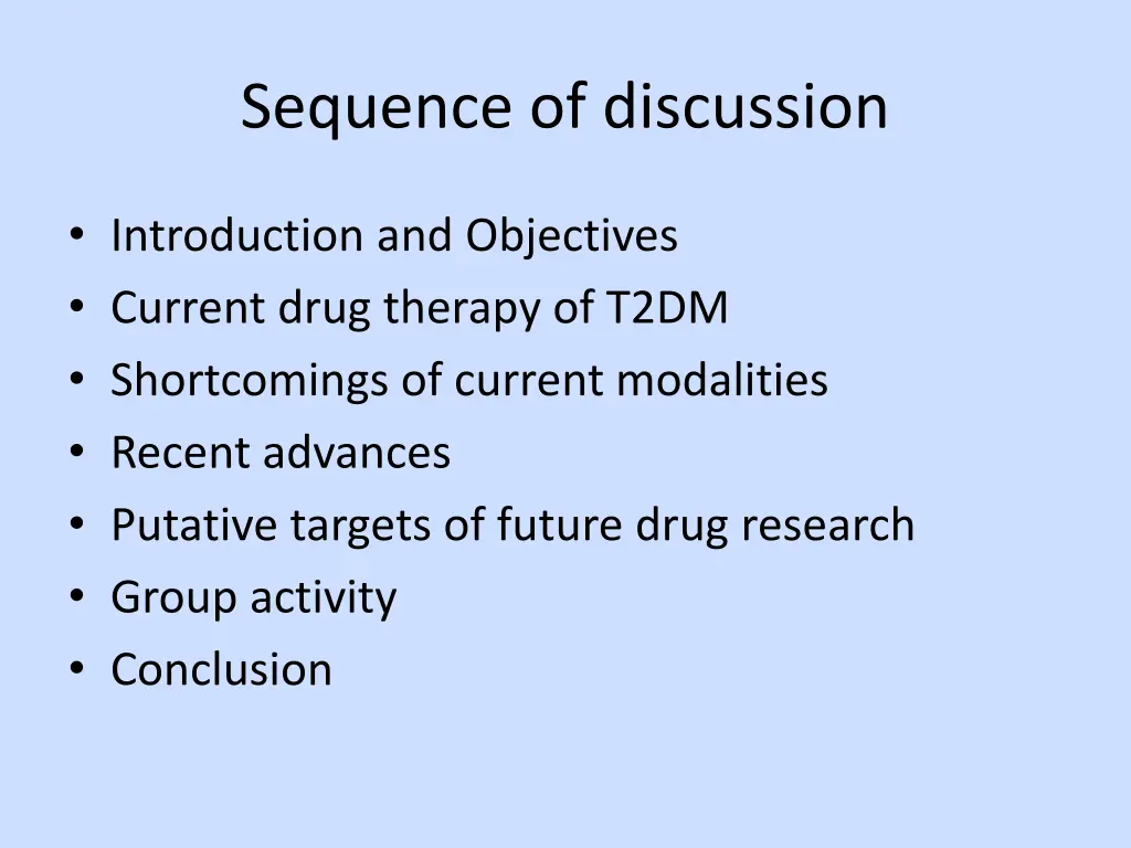 sequence of discussion